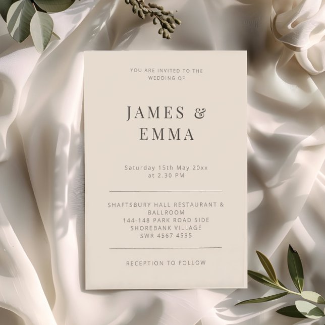 Convite Casamento Minimalista Moderno Suave Latte (Criador carregado)