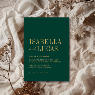 Convite Casamento Minimalista Moderno Verde Esmeralda e Do