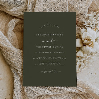 Convite Casamento Minimalista Moderno Verde Oliva