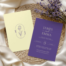 Casamento Minimalista Moderno Violeta e Amarelo