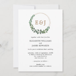 Convite Casamento Minimalista Monograma Eucalyptus Tudo Em