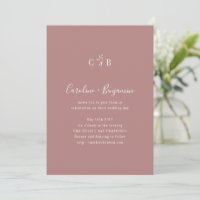 Casamento Minimalista Monograma Floral Rosa Poeira