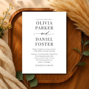 Convite Casamento Minimalista Negro e Branco Moderno Elega