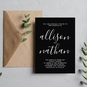 Convite Casamento Minimalista Negro Negra Verdadeiro