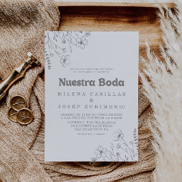 Convite Casamento Minimalista Nossa Boda Flor Silvestre Ci