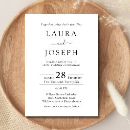 Convite Casamento Minimalista Personalizado Branco Tudo Em