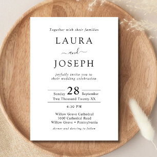 Convite Casamento Minimalista Personalizado Branco Tudo Em