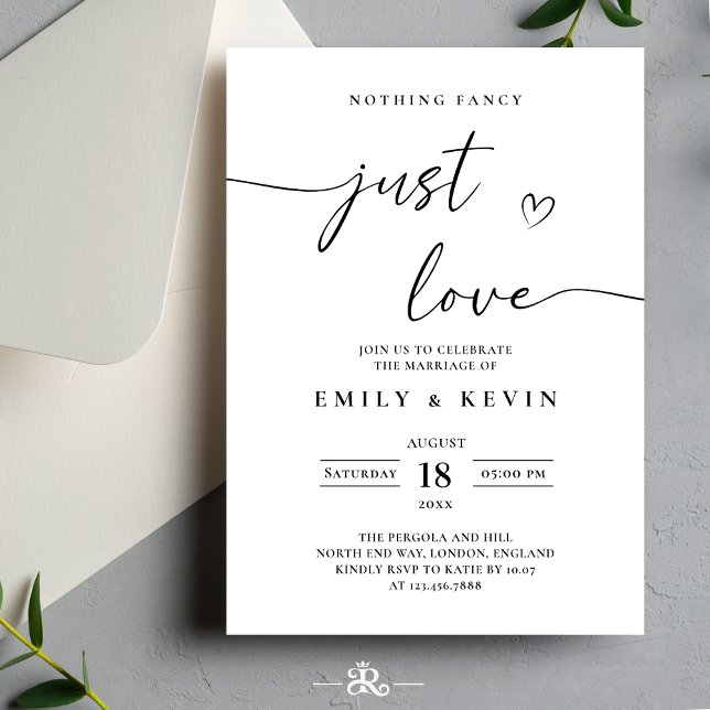 Convite Casamento Minimalista Preto e Branco  (Criador carregado)