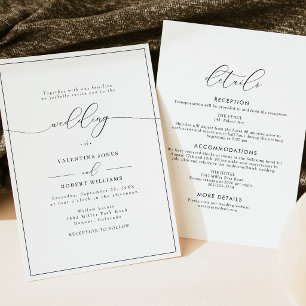 Convite Casamento Minimalista Preto e Branco Clássico