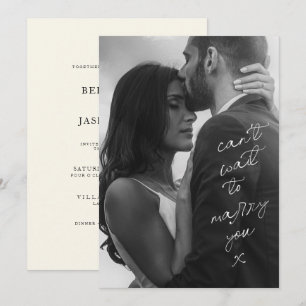 Convite Casamento Minimalista Preto e Branco com Foto e Es