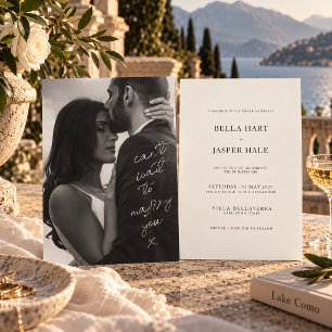 Convite Casamento Minimalista Preto e Branco com Foto e Es