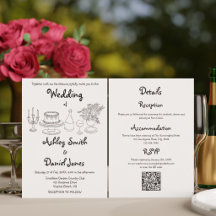 Casamento Minimalista Preto e Branco Doodle Tudo e