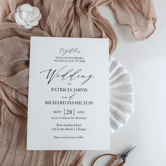 Convite Casamento Minimalista Preto e Branco Elegante (Criador carregado)