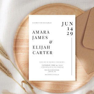 Convite Casamento Minimalista Preto e Branco Moderno