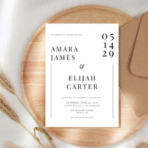 Convite Casamento Minimalista Preto e Branco Moderno
