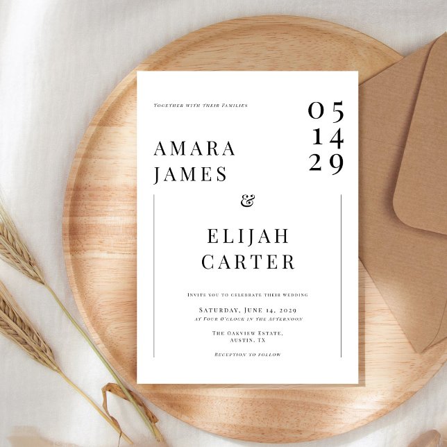 Convite Casamento Minimalista Preto e Branco Moderno (Criador carregado)