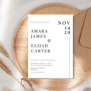 Convite Casamento Minimalista Preto e Branco Moderno
