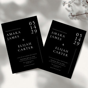 Convite Casamento Minimalista Preto e Branco Moderno