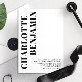 Convite Casamento Minimalista Preto e Branco Moderno e Ous