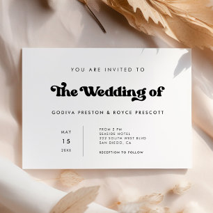 Convite Casamento Minimalista preto e branco retrô elegant