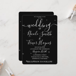 Convite Casamento Minimalista Preto Estrelas Pequenas Pers