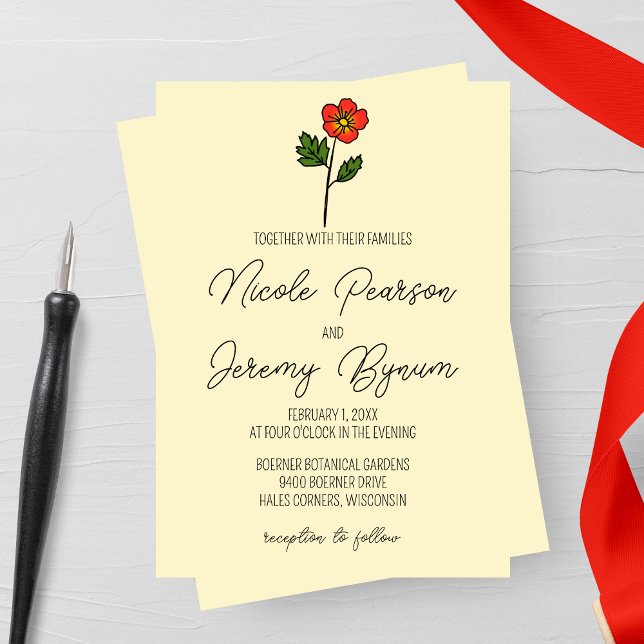 Convite Casamento Minimalista Primrose (Criador carregado)