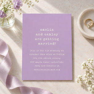 Convite Casamento Minimalista Retro Lavanda Máquina de Esc