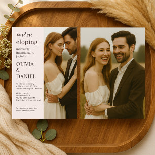 Convite Casamento Minimalista Rosa Bege Romântico Foto 