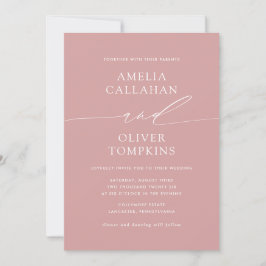 Convite Casamento Minimalista Rosa Empoeirado 