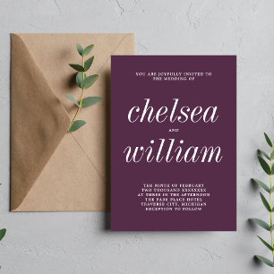 Convite Casamento Minimalista Roxo Verdadeiro 2