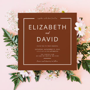 Convite Casamento Minimalista Rustic Warm Terracotta