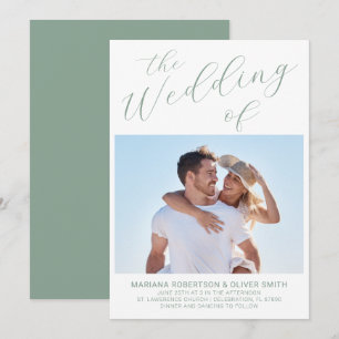 Convite Casamento Minimalista Sage Rótulo Casamento Escrit