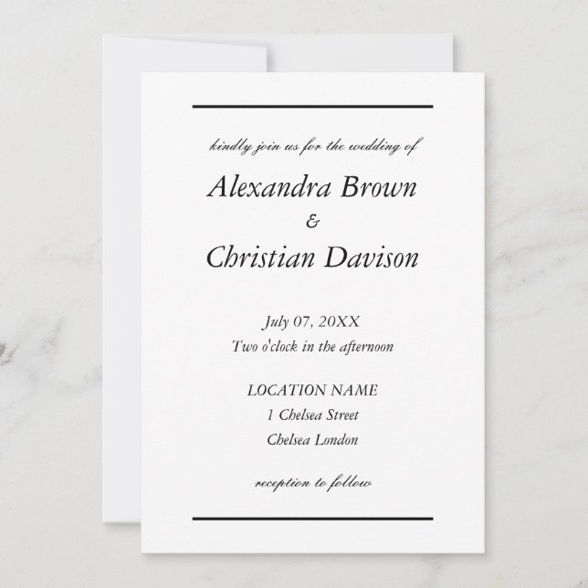 Convite Casamento Minimalista Simples (Frente)