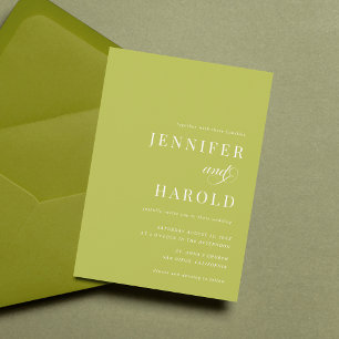 Convite Casamento Minimalista Simples de Citrino Verde Tud