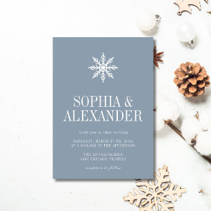 Convite Casamento Minimalista Simples de Inverno com Floco