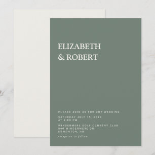 Convite Casamento minimalista simples moderno em verde sál