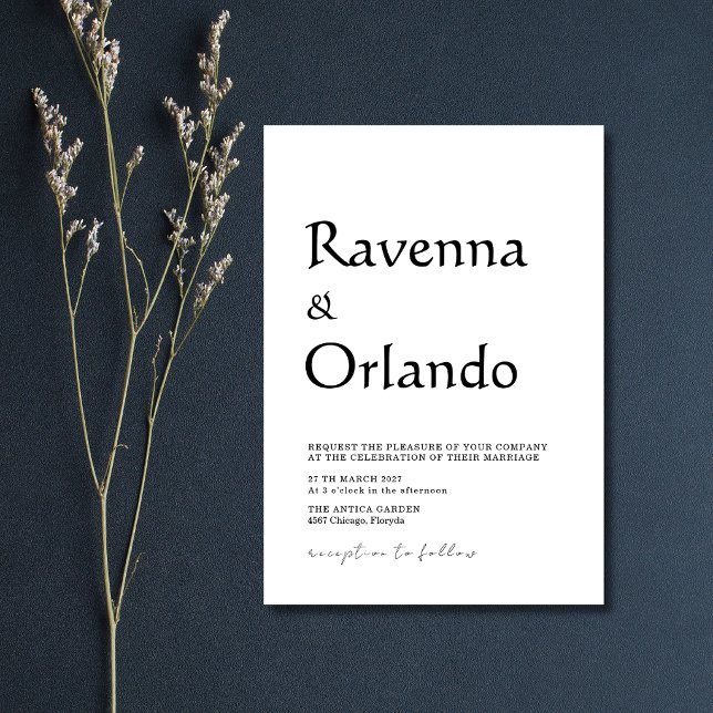 Convite Casamento Minimalista Simples Moderno Preto (Criador carregado)