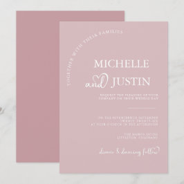 Convite Casamento Minimalista Simples Moderno Rosa Empoeir
