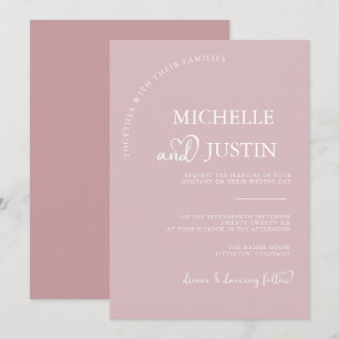 Convite Casamento Minimalista Simples Moderno Rosa Empoeir