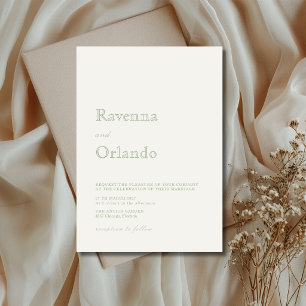 Convite Casamento Minimalista Simples Moderno Verde Pérola