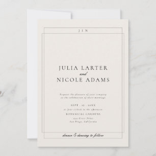 Convite Casamento Minimalista Simples Preto Marfim Clássic