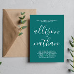 Convite Casamento Minimalista Teal 1 Verdadeira Simplicida<br><div class="desc">Este simples e maravilhoso convite de casamento é perfeito para o minimalista de todos nós! Por favor,  entre em contato comigo se você quiser ajuda para personalizar a parte de texto deste convite para casamento.</div>