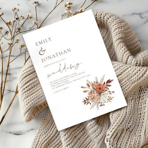 Convite Casamento Minimalista Terracotta Florals