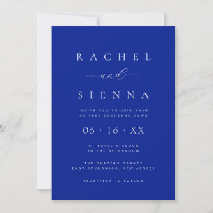 Convite Casamento Minimalista Típico Azul Cobalto