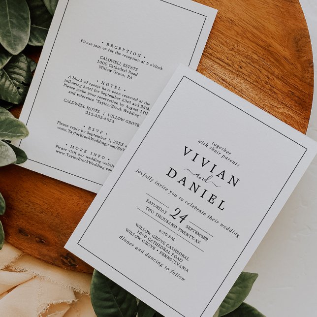 Convite Casamento Minimalista Tudo Em Um (Minimalist All In One Wedding Invitation)