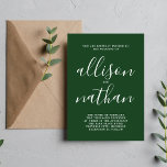 Convite Casamento Minimalista Verdadeiro 1 Evergreen<br><div class="desc">Este simples e maravilhoso convite de casamento é perfeito para o minimalista de todos nós! Por favor,  entre em contato comigo se você quiser ajuda para personalizar a parte de texto deste convite para casamento.</div>