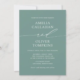 Convite Casamento Minimalista Verde