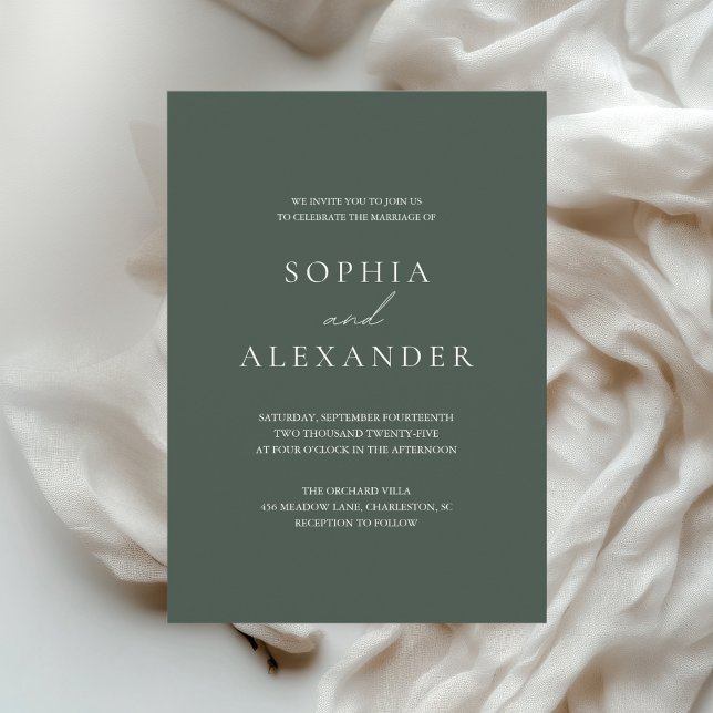 Convite Casamento Minimalista Verde Floresta (Criador carregado)