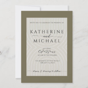 Convite Casamento minimalista verde-oliva