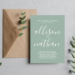 Convite Casamento Minimalista Verde Sage 1 Simplicity<br><div class="desc">Este simples e maravilhoso convite de casamento é perfeito para o minimalista de todos nós! Por favor,  entre em contato comigo se você quiser ajuda para personalizar a parte de texto deste convite para casamento.</div>